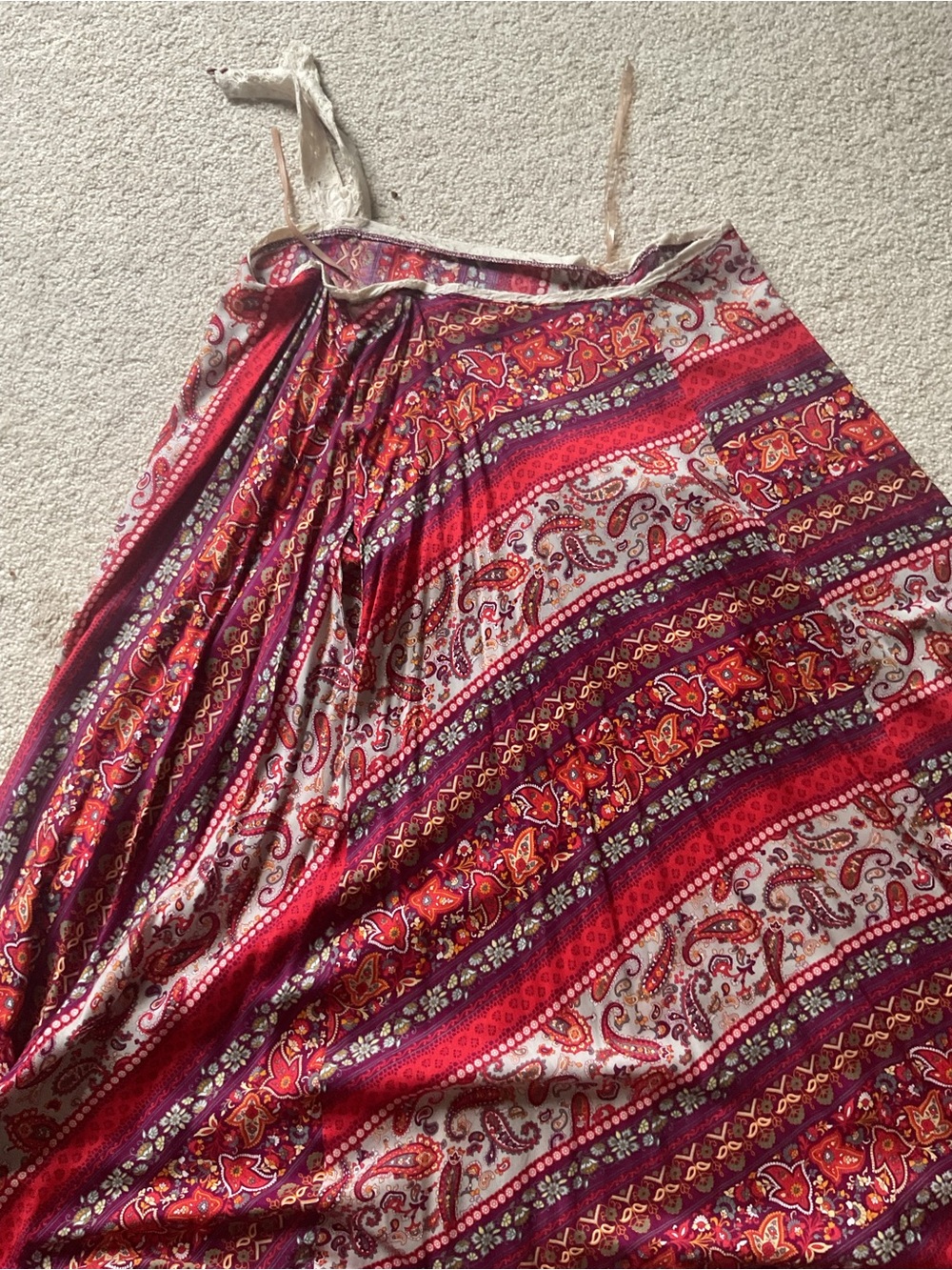 Bohemian Red Paisley Maxi Skirt